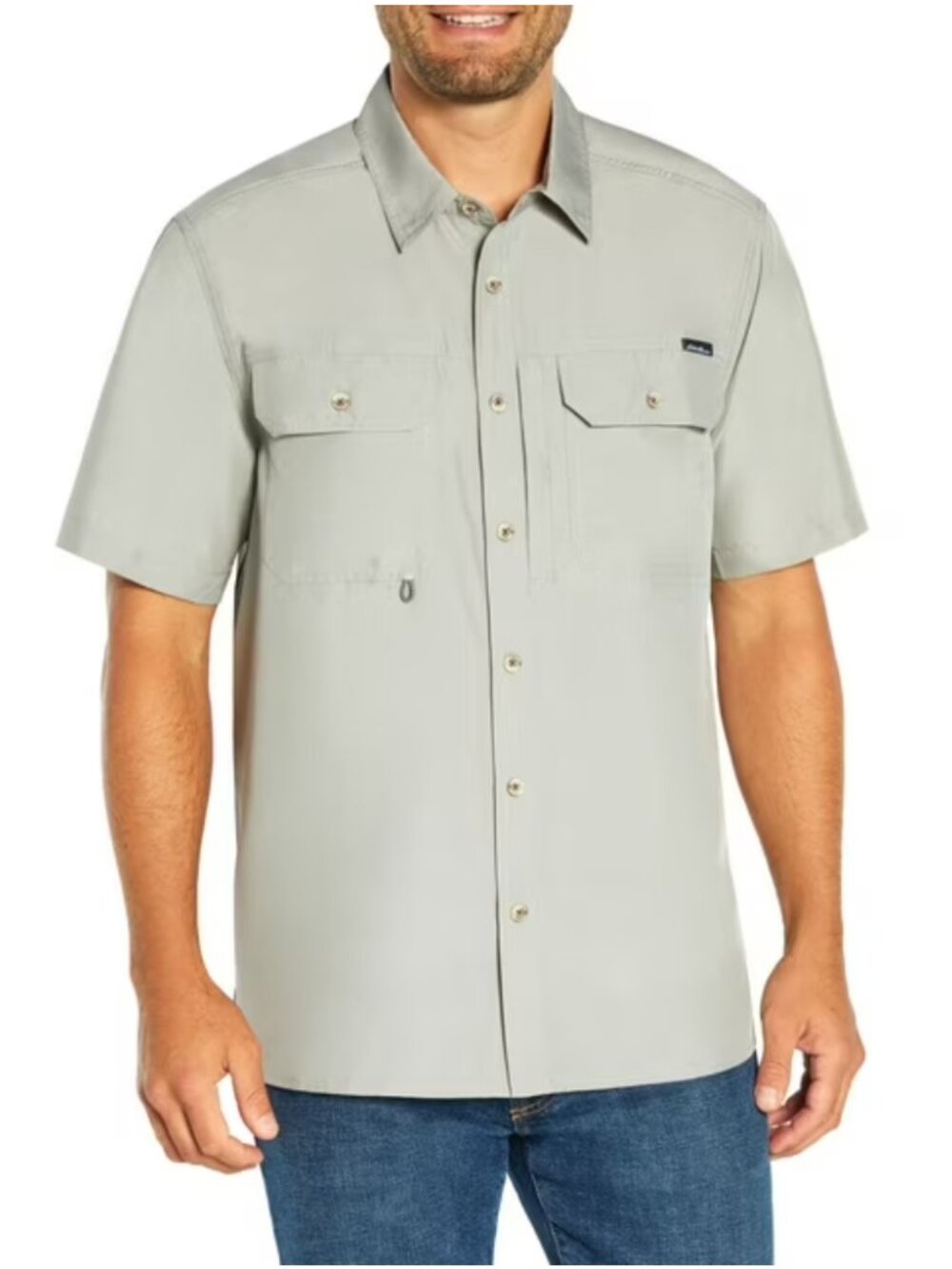 Eddie Bauer Men's Grey Short Sleeve Woven Tech Shirt XL NWT